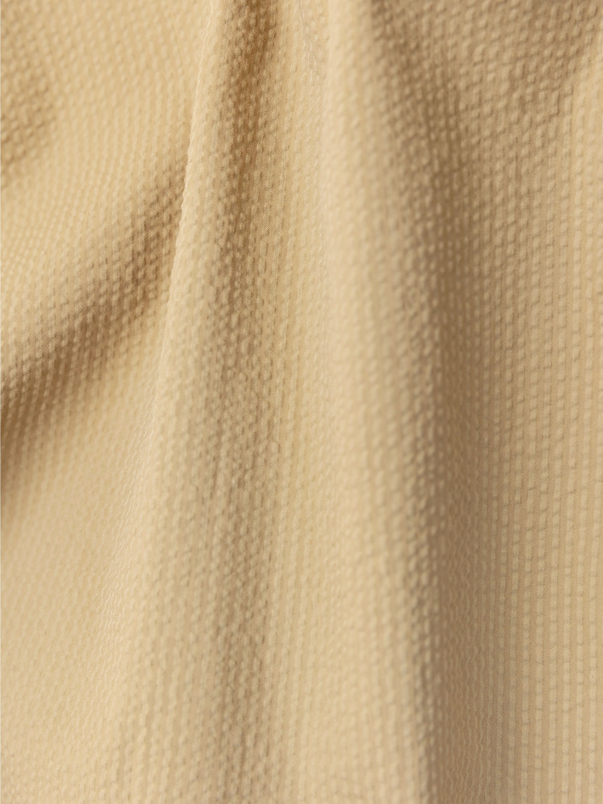 SeerTech™ Seersucker Collarless Short Sleeve Button Up - Beige (Recycled)