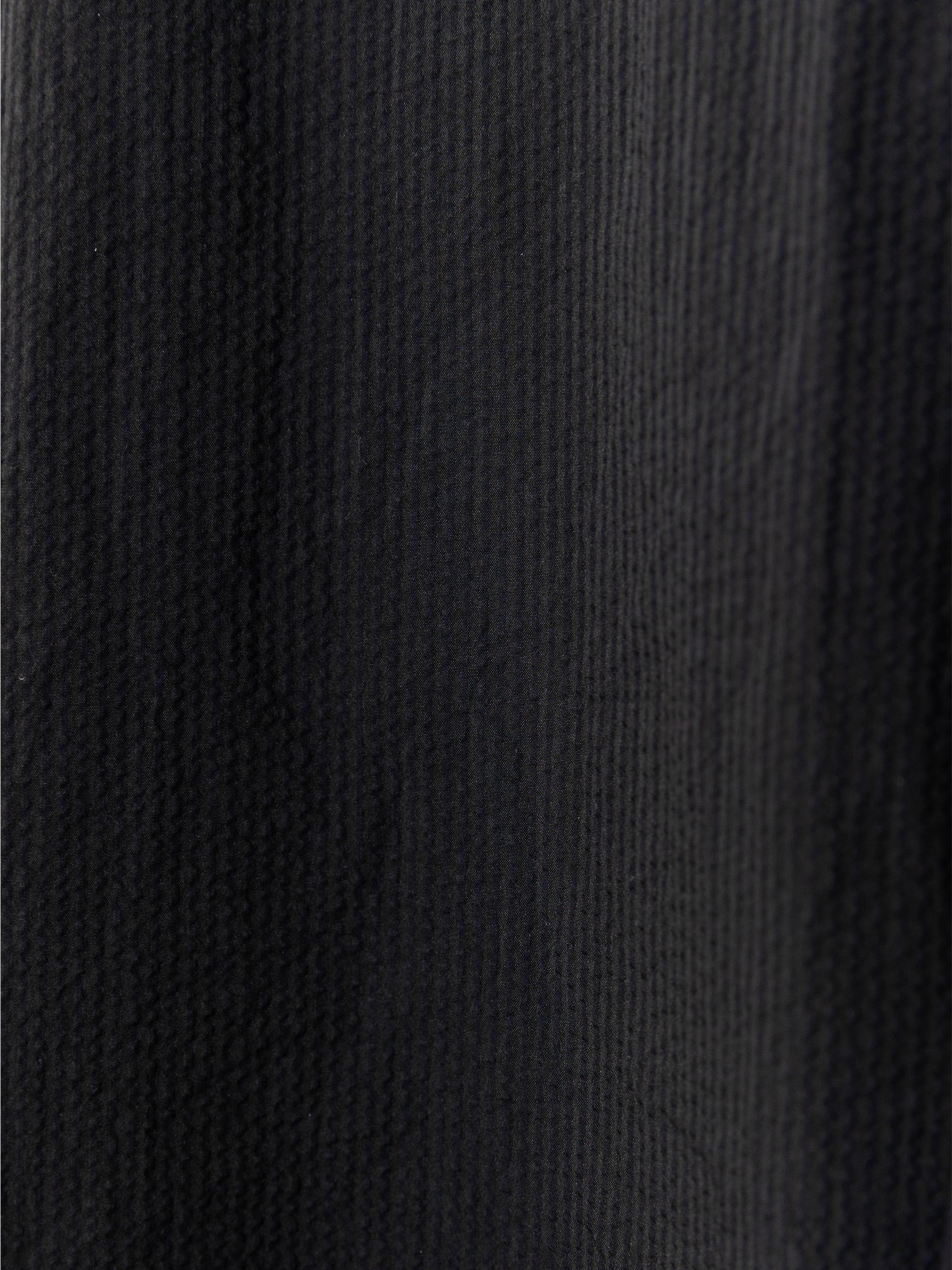 SeerTech™ Seersucker Collarless Short Sleeve Button Up - Black (Recycled)