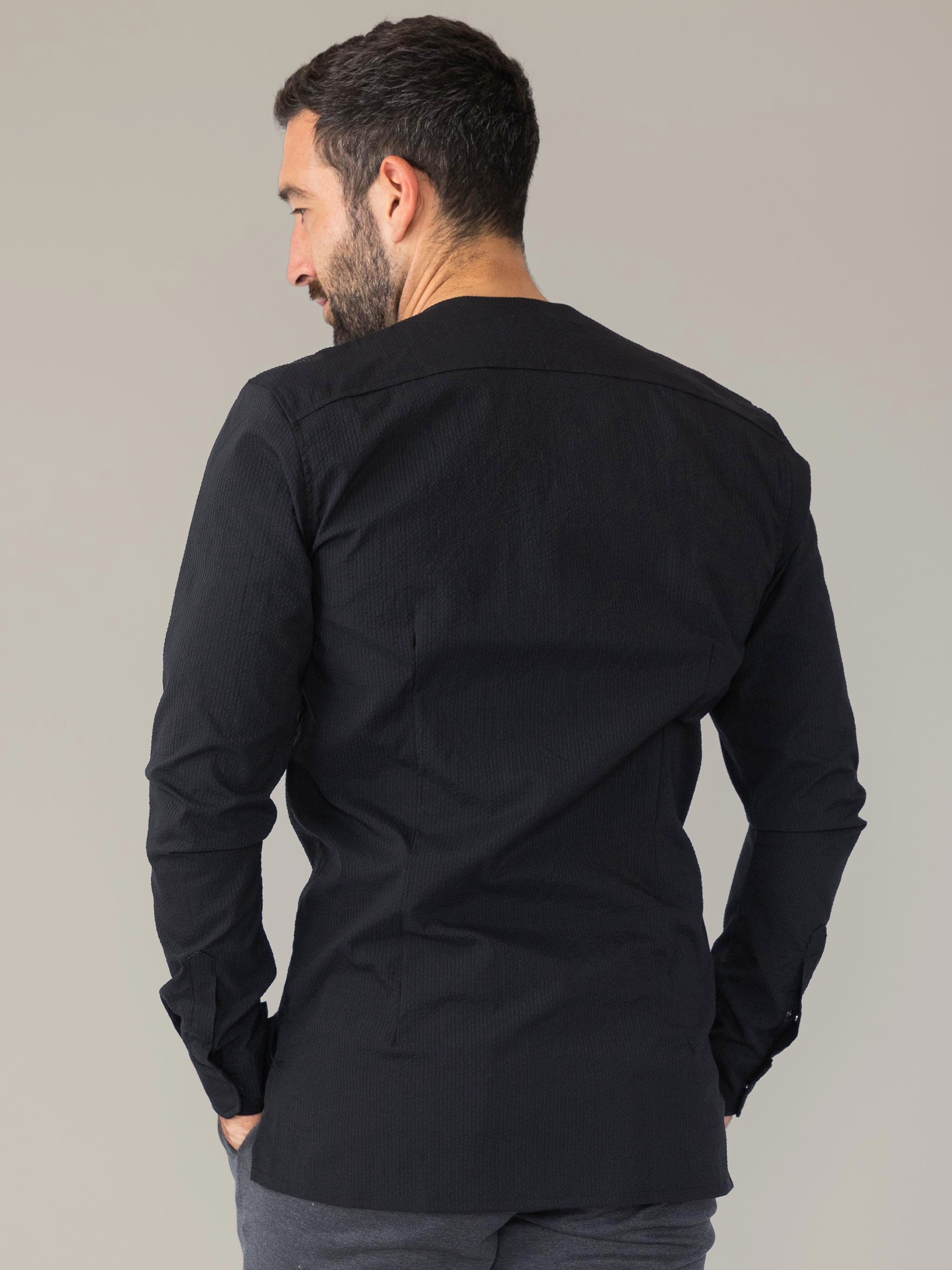 SeerTech™ Collarless Long Sleeve - Black (Recycled)