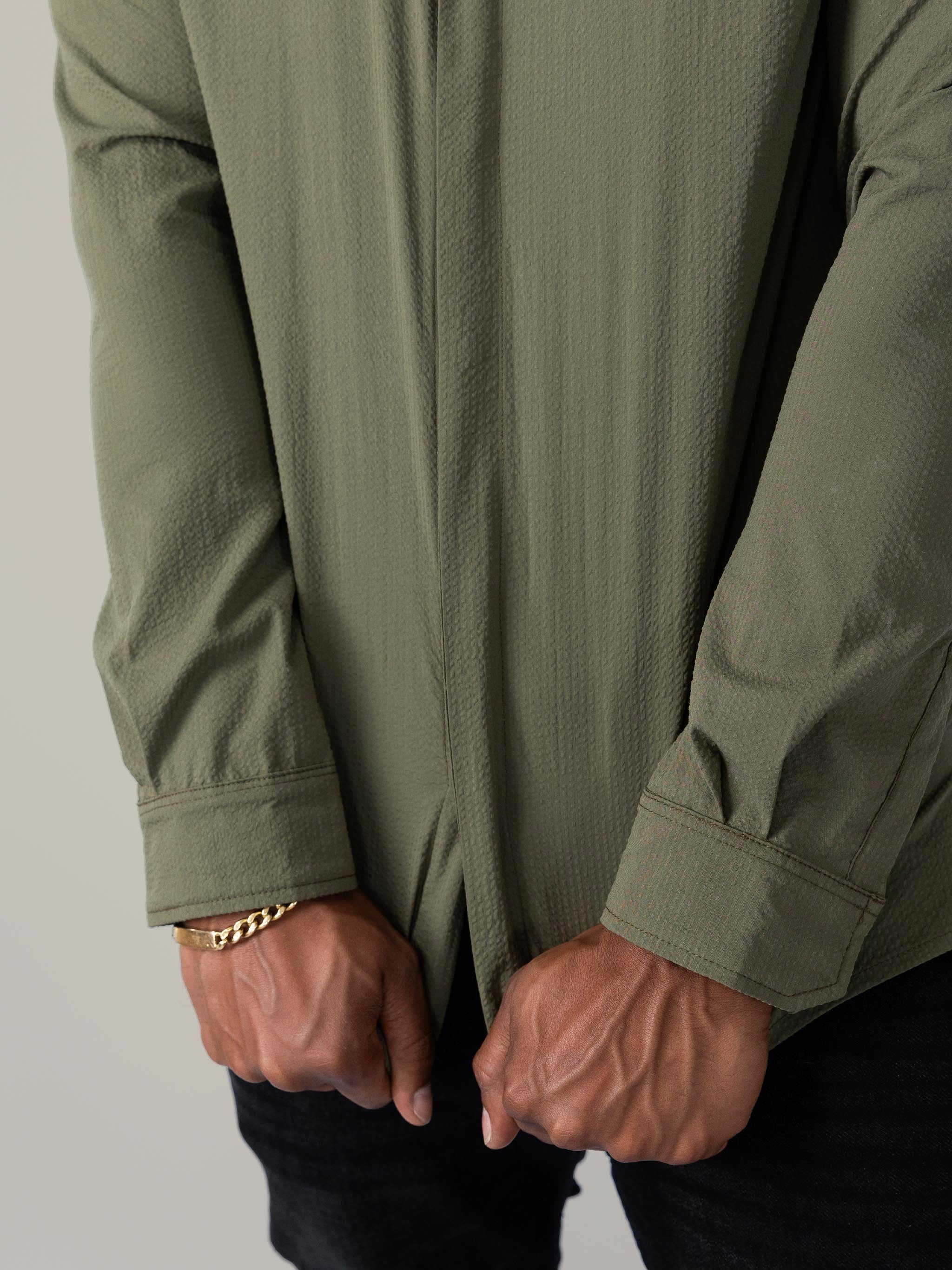 SeerTech™ Collarless Long Sleeve - Khaki (Recycled)