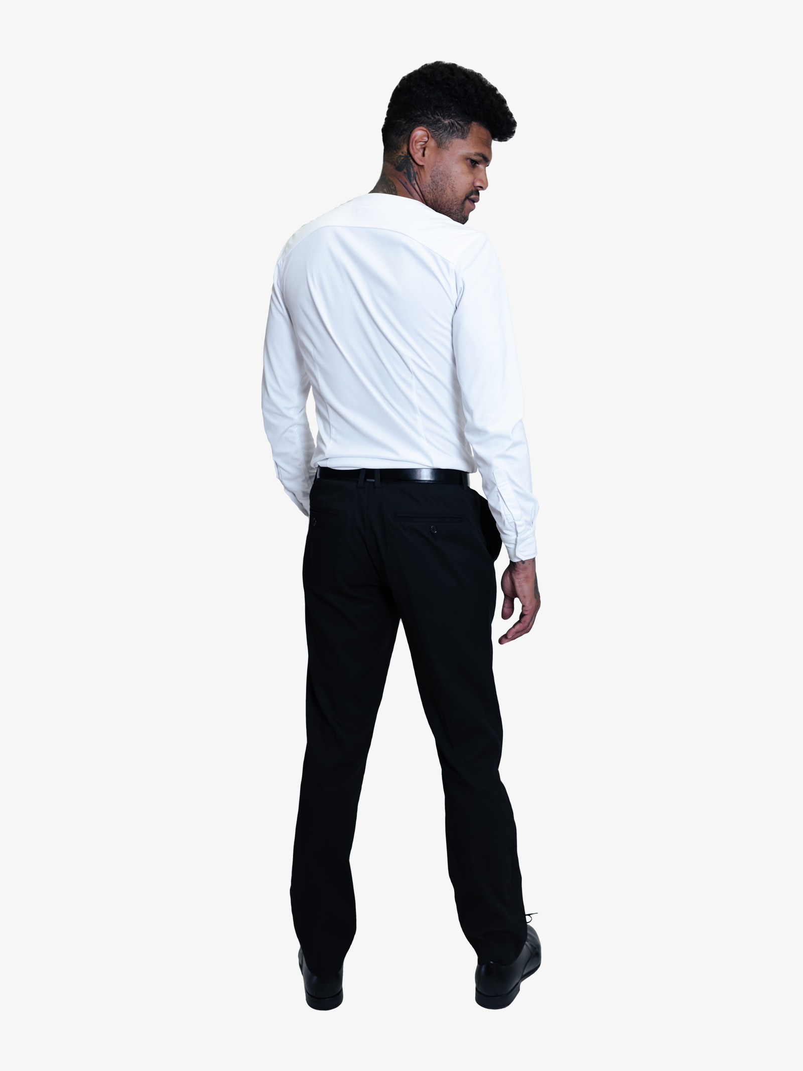 1.0 Collarless Dress Shirt Long Sleeve - White