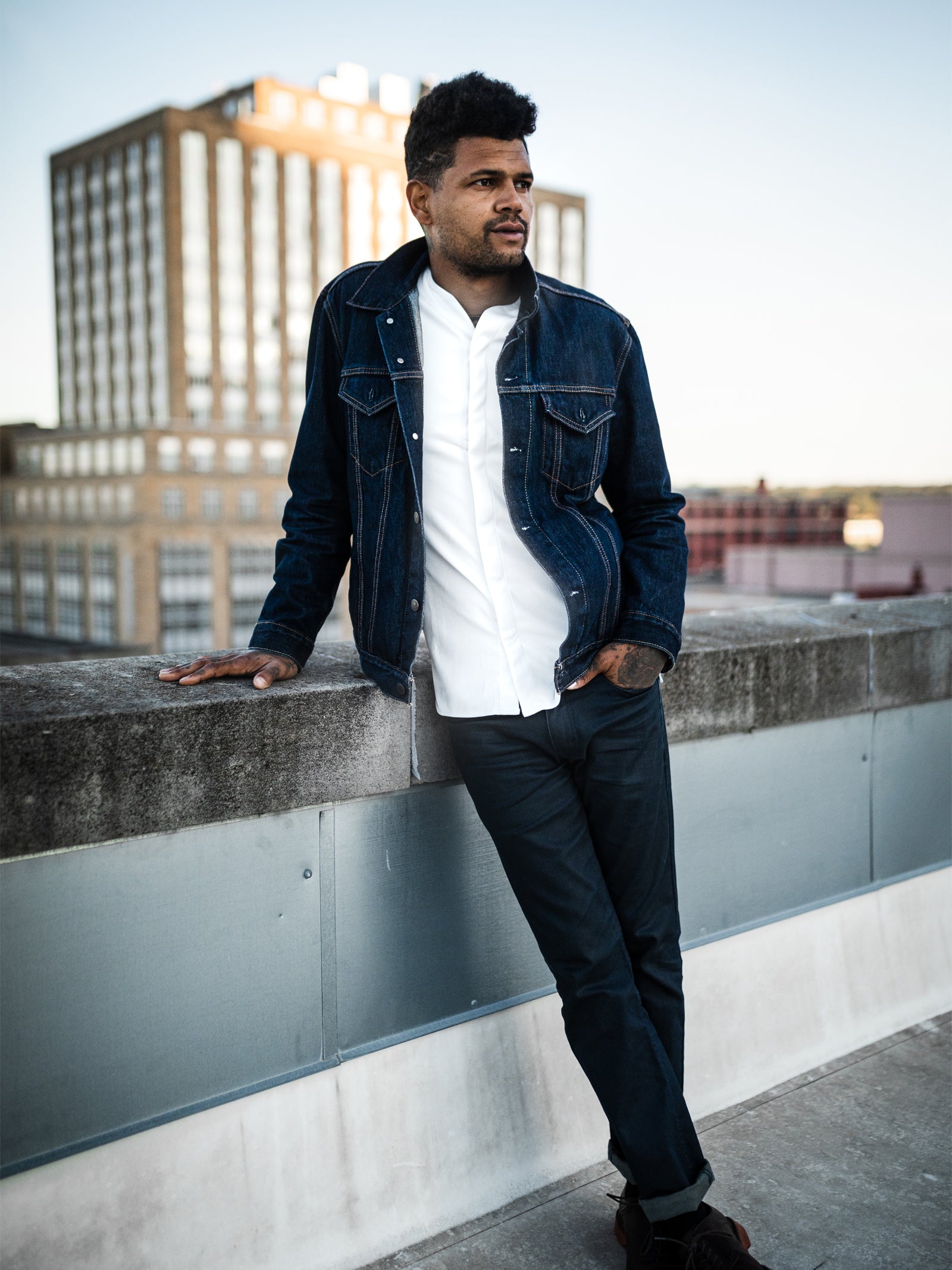 1.0 Collarless Dress Shirt Long Sleeve - White