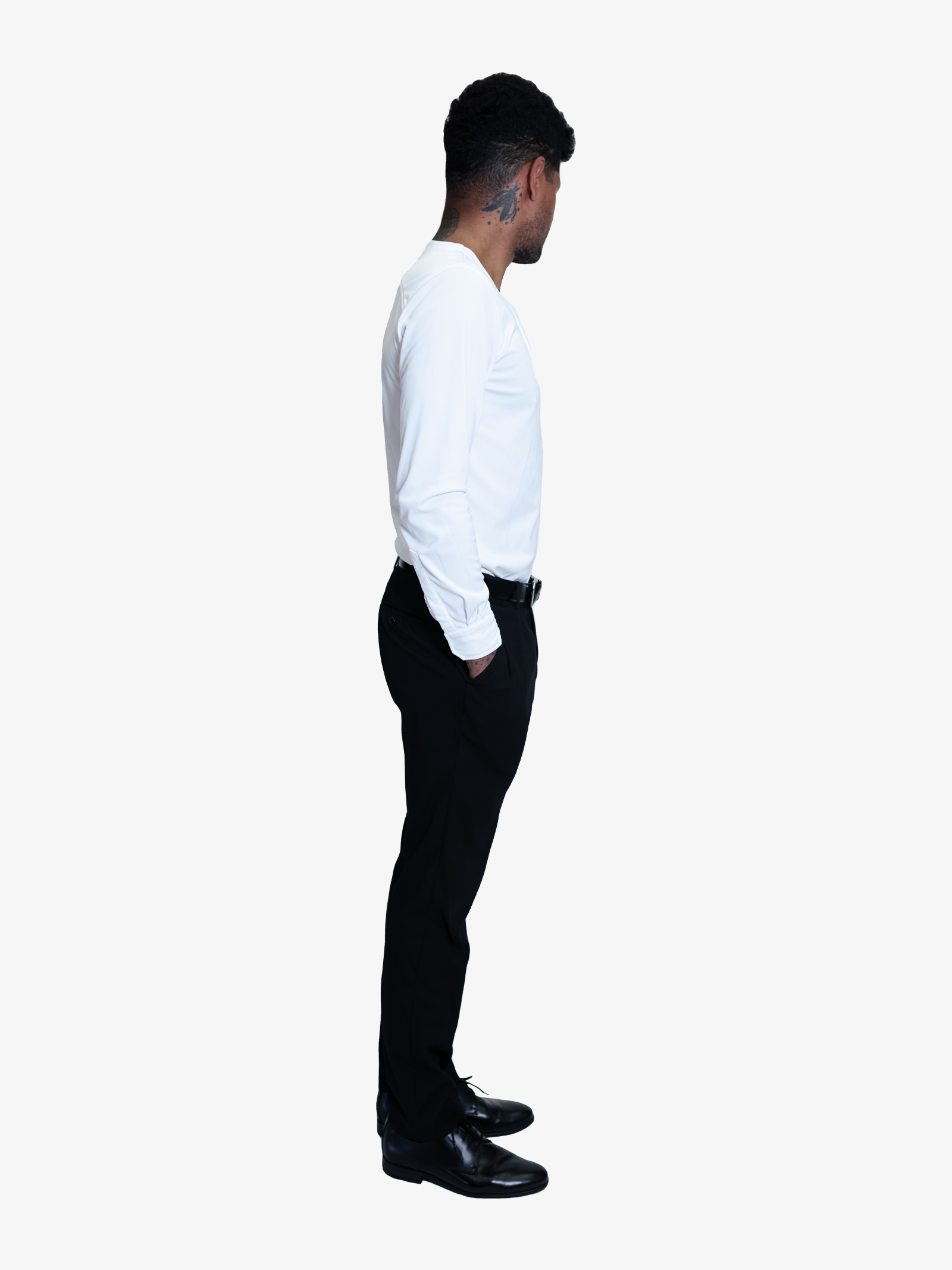 1.0 Collarless Dress Shirt Long Sleeve - White