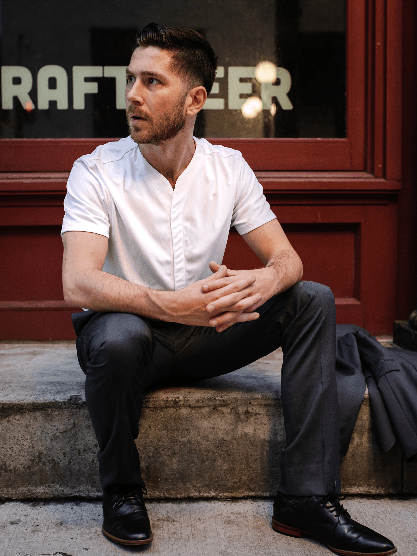 1.0 Collarless Future Short Sleeve - White
