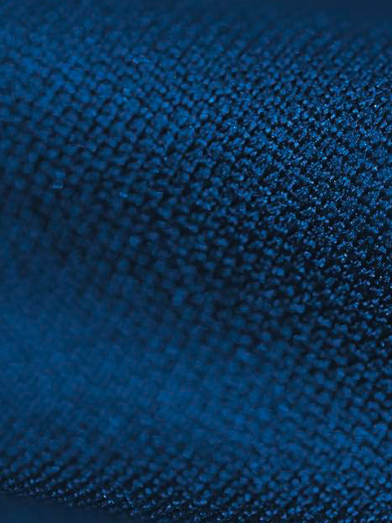 dark navy blue knit fabric made with recycled polyester with NASA heat regulating technology