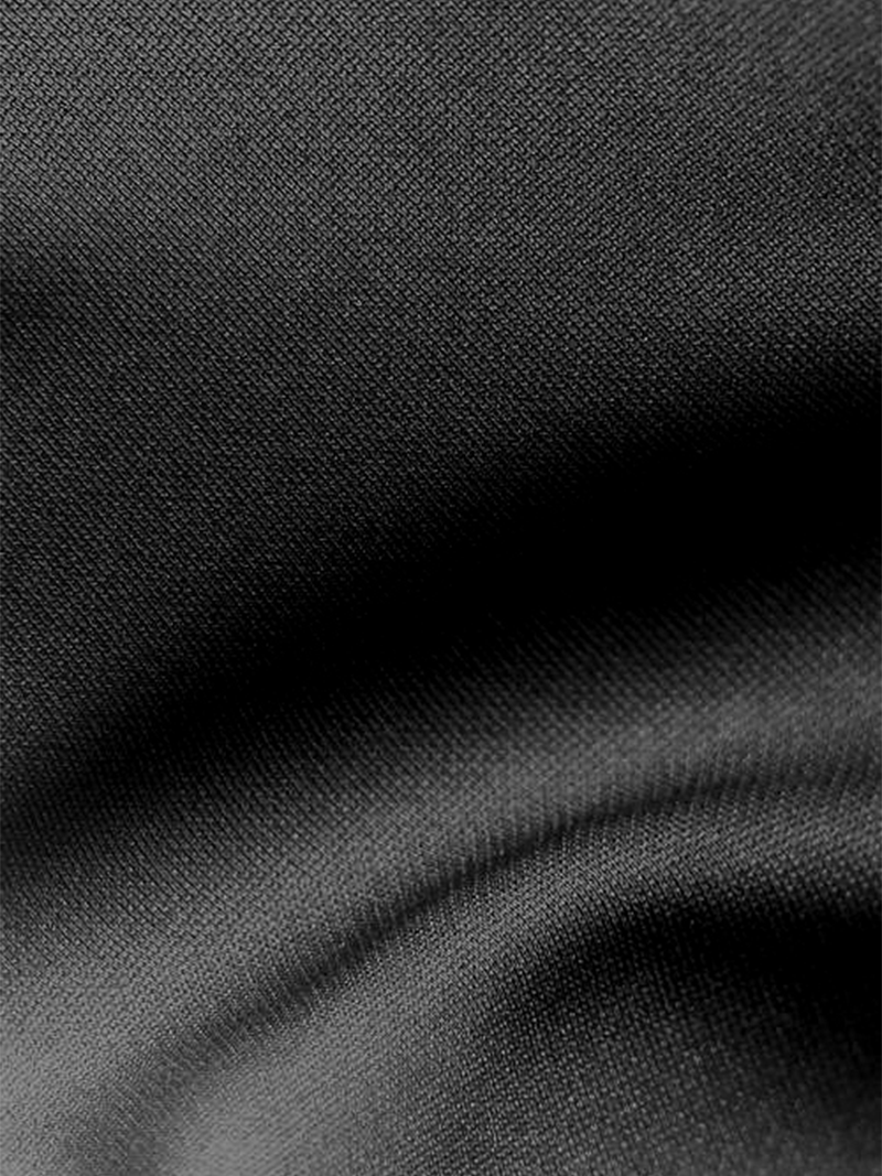 Black knit textile made with recycled polyester and NASA heat regulating technology
