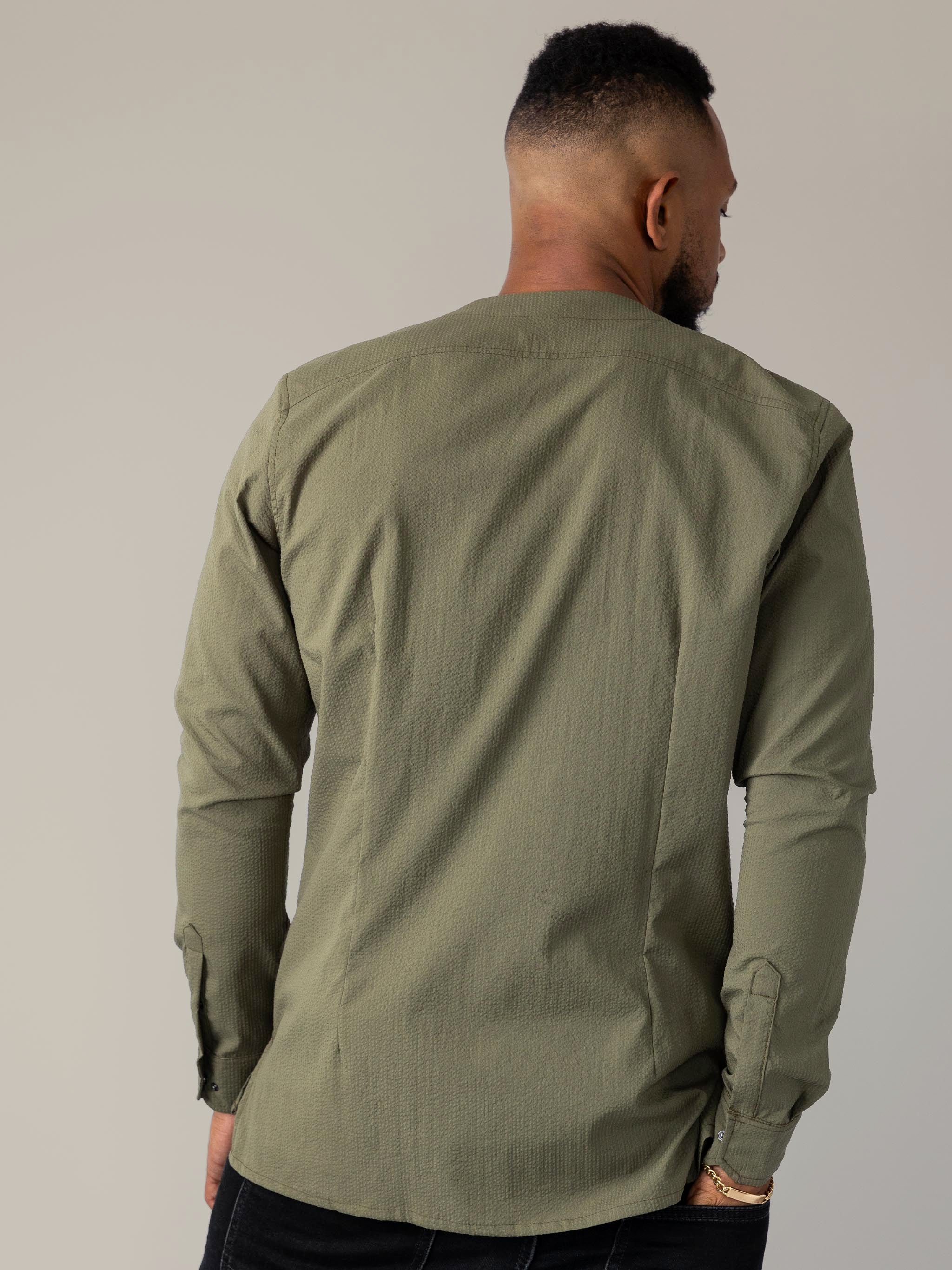 SeerTech™ Collarless Long Sleeve - Khaki (Recycled)