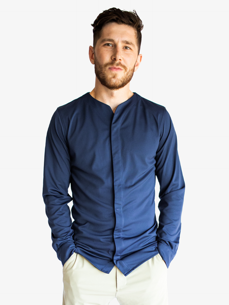 Navy blue long sleeve button 2024 up shirt